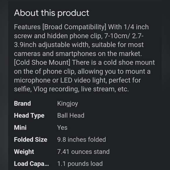 King joy professional mini tripod ☆ Bendy legs & Bluetooth remote ☆ Brand New ☆ - Picture 3 of 12